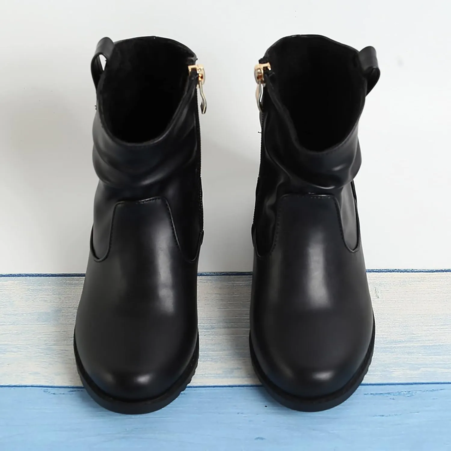 Kids Girl Ankle Boots Warm Side Zipper Boots Low Heel Booties Winter Snow Boots Non Slip Outdoor Shoes for Big Kids (Black, 10-10.5 Years)
