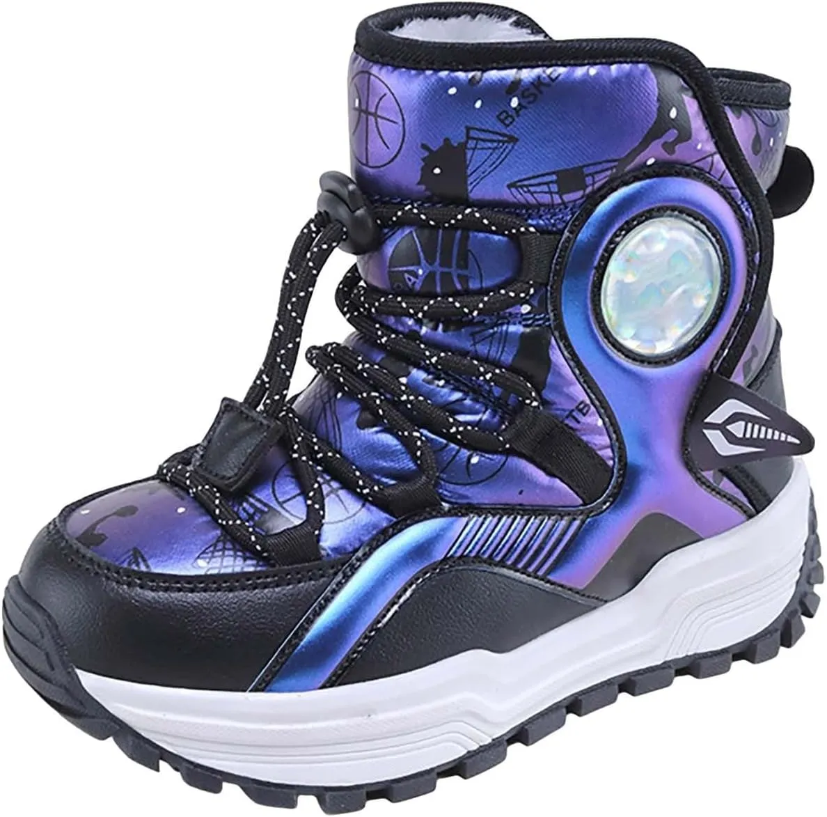 Kids Girls Thickened Warm Snow Boots Insulated Faux Fr Lined Water-esistant Non-Slip Little Sparkly Boots Girls