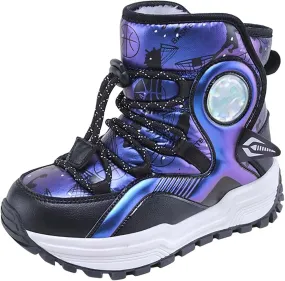 Kids Girls Thickened Warm Snow Boots Insulated Faux Fr Lined Water-esistant Non-Slip Little Sparkly Boots Girls