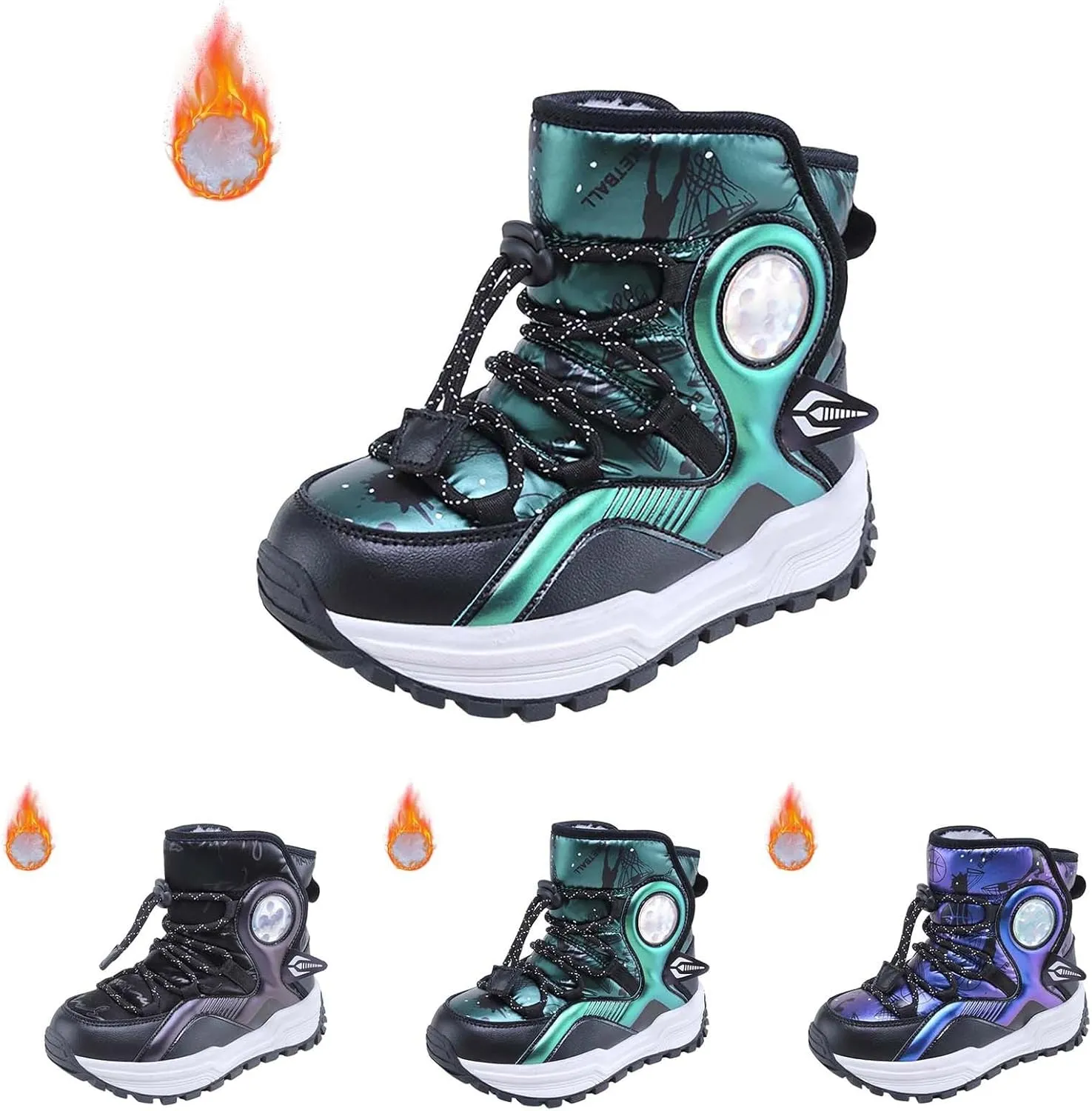 Kids Girls Thickened Warm Snow Boots Insulated Faux Fr Lined Water-esistant Non-Slip Little Sparkly Boots Girls
