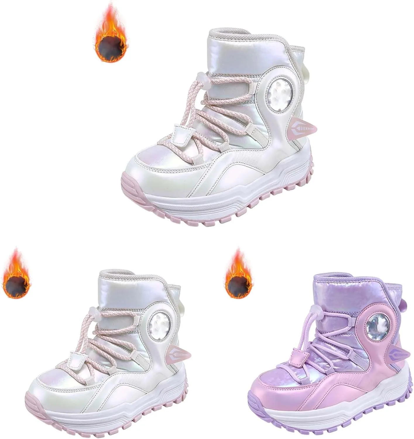 Kids Girls Thickened Warm Snow Boots Insulated Faux Fr Lined Water-esistant Non-Slip Winter Size 5 Girls Shoes