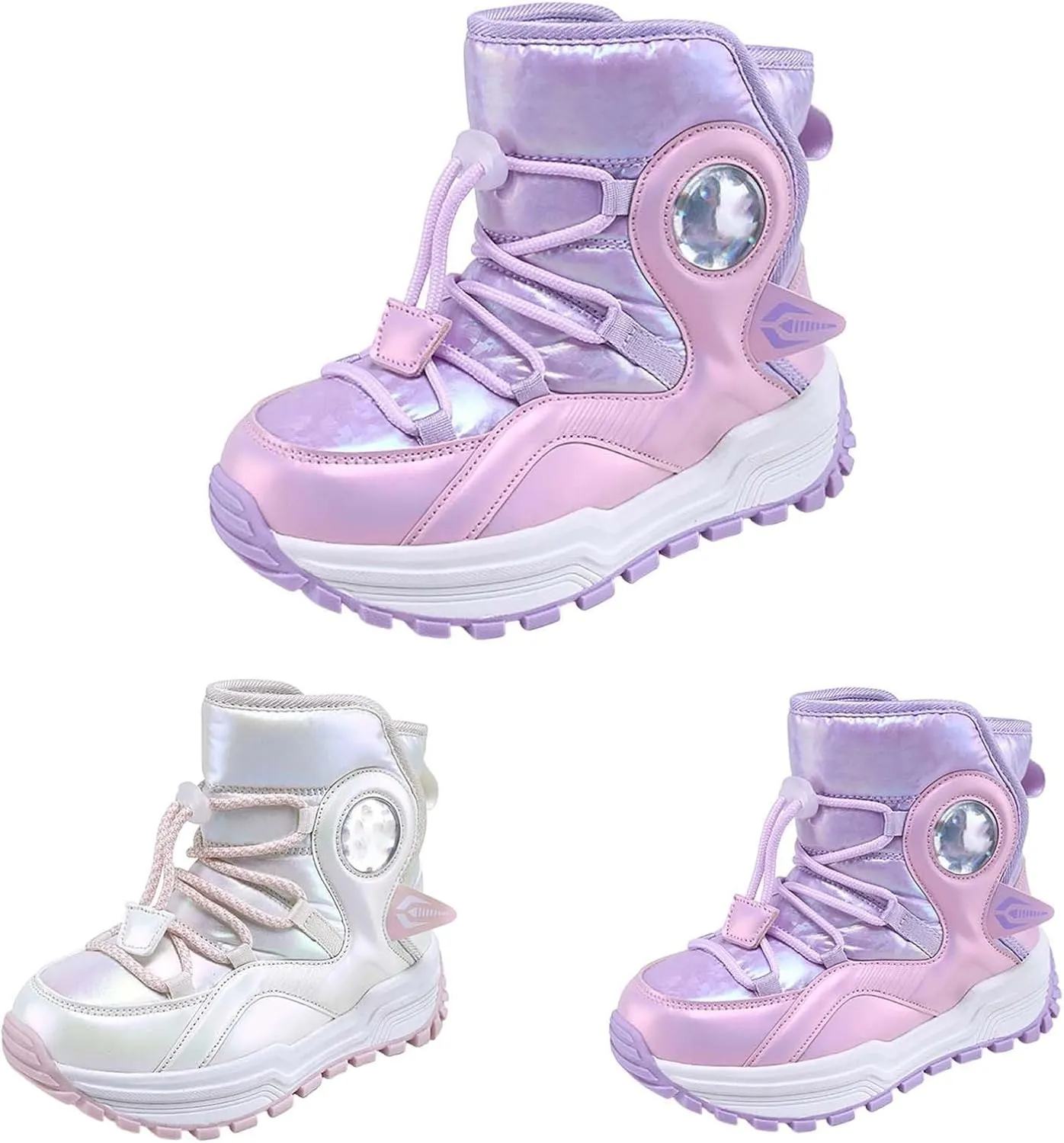 Kids Girls Thickened Warm Snow Boots Insulated Faux Fr Lined Water-esistant Non-Slip Winter Size 5 Girls Shoes
