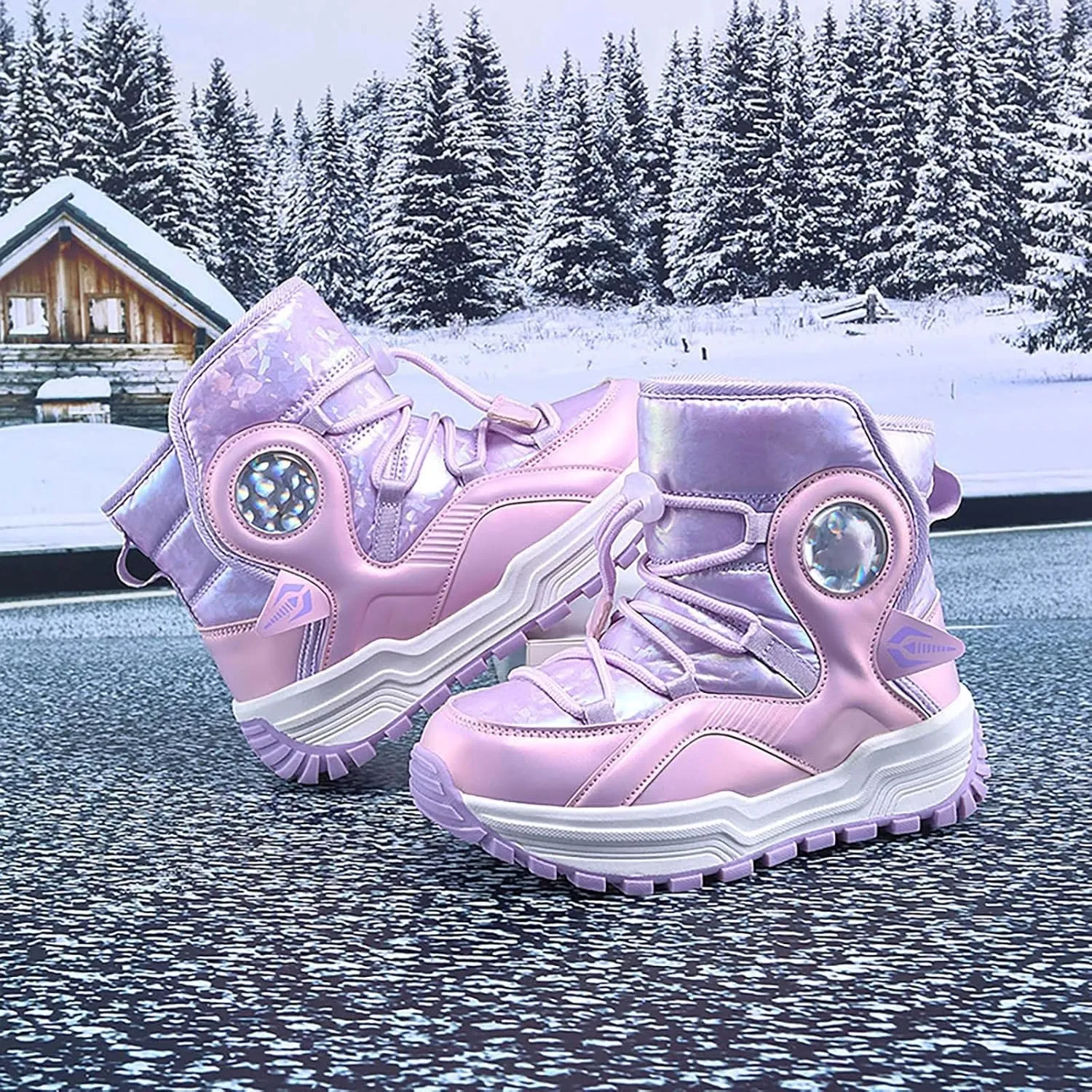 Kids Girls Thickened Warm Snow Boots Insulated Faux Fr Lined Water-esistant Non-Slip Winter Size 5 Girls Shoes