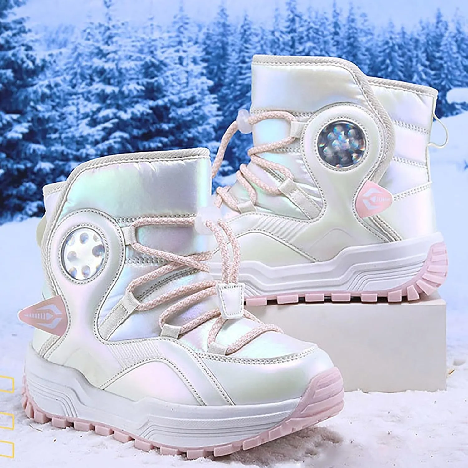 Kids Girls Thickened Warm Snow Boots Insulated Faux Fr Lined Water-esistant Non-Slip Winter Size 5 Girls Shoes