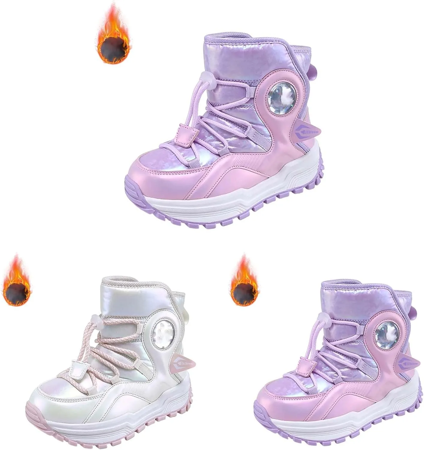 Kids Girls Thickened Warm Snow Boots Insulated Faux Fr Lined Water-esistant Non-Slip Winter Size 5 Girls Shoes