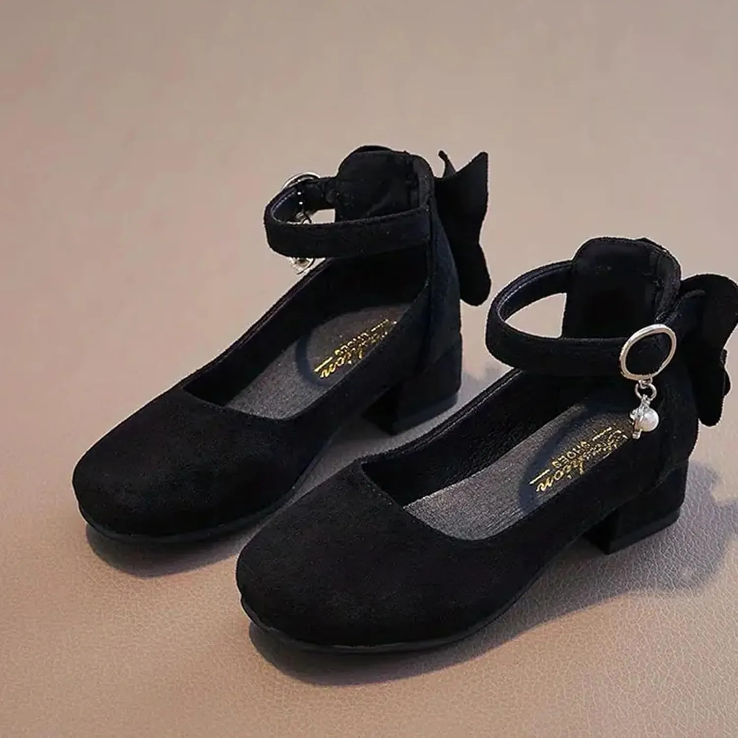 Kids Hiking Shoes Children Shoes Thick High Heel Sandals Fashionable Diamond Bow Small High Heel Toddler Slide