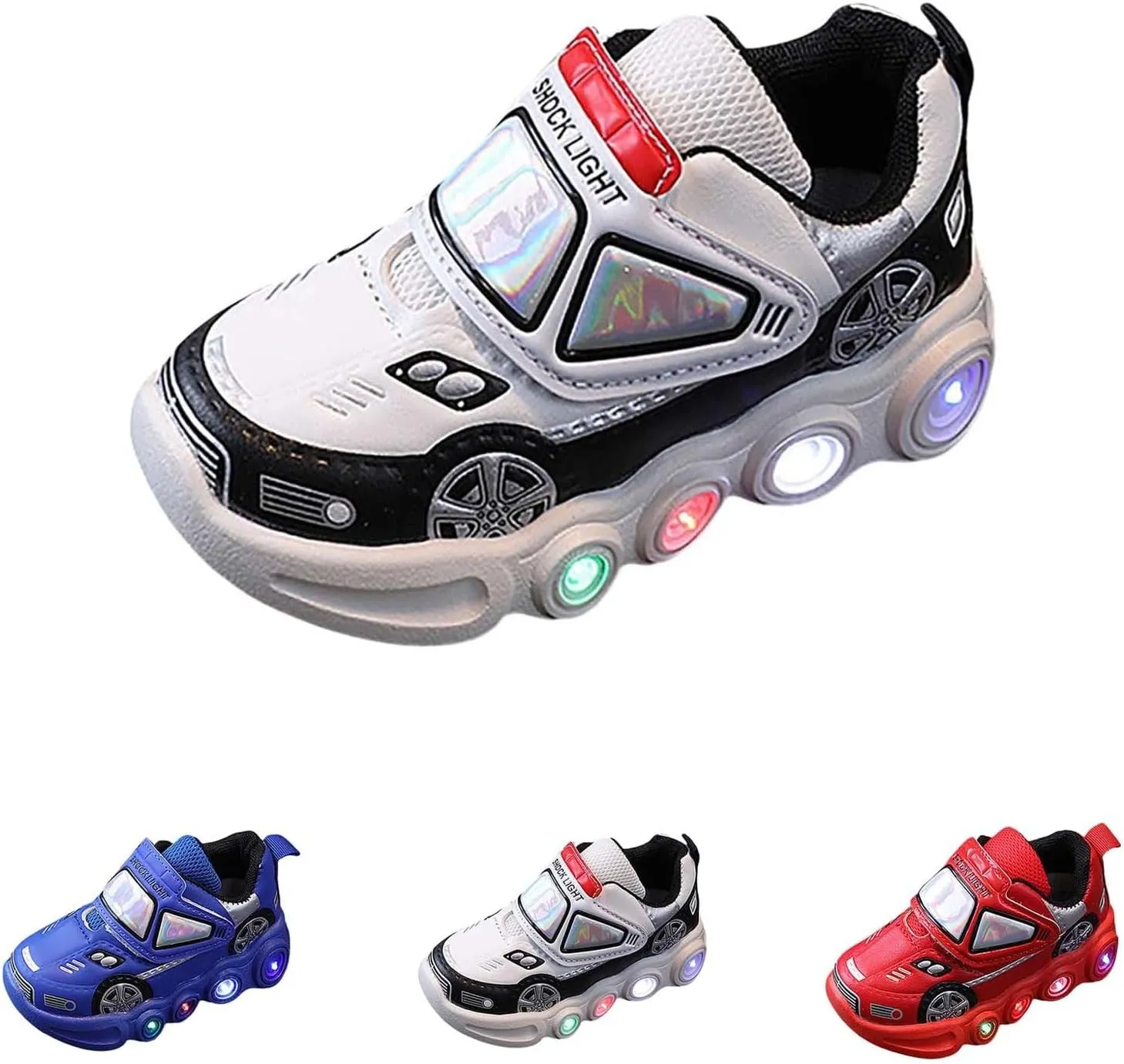 Kids Light Up Shoes Baby Toddler Boys Trainers Luminous Flashing Cartoon Athletic Running Non Slip Sport Sneaker