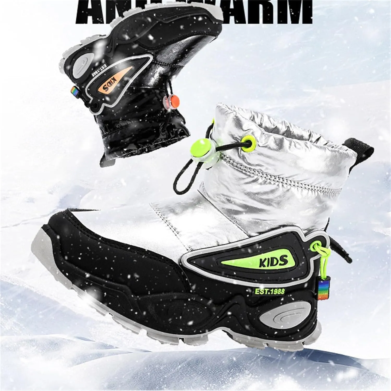 Kids Padded Snow Booties Baby Girls Boys Outdoor Warm Thick Boots Shoes Winter aterproof Comfy Non Slip Chunky Shoes