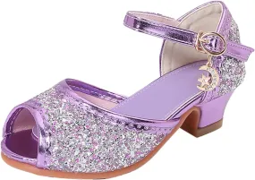 Kids Slide Sandals Girls Sandals Closed Toe Heels Wedding Party Shoes Sequins Bow For Toddler Kids Slides