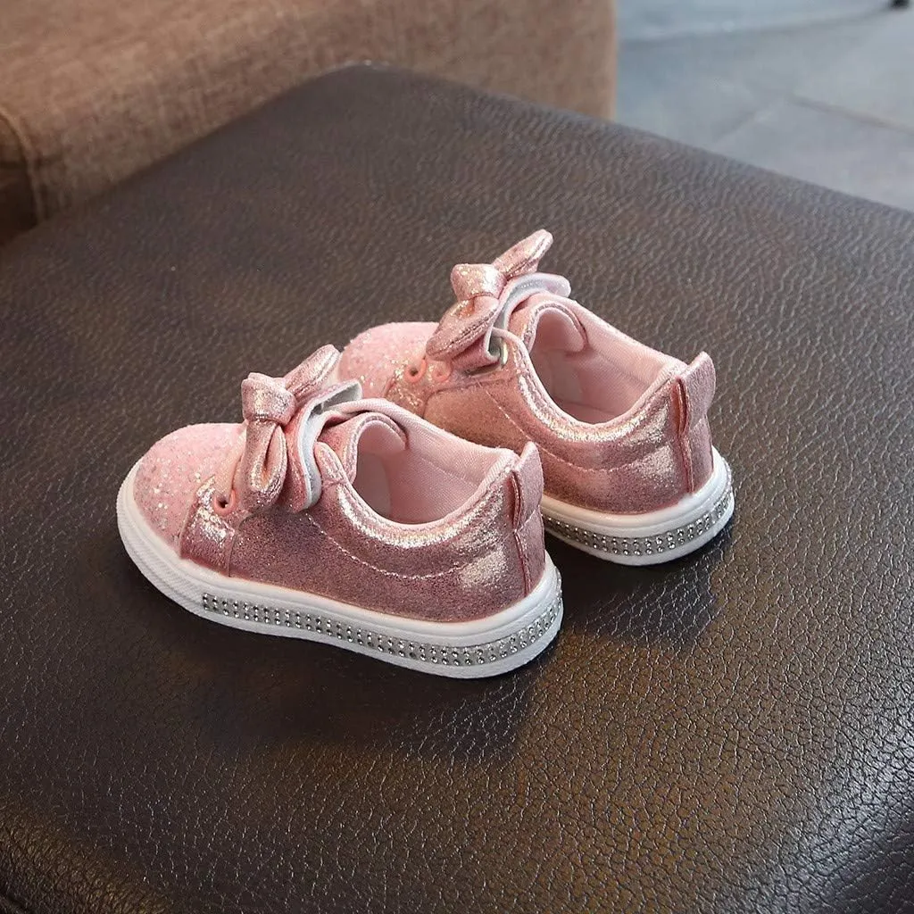Kids Sneakers 1-6 Years Children Baby Girls Boys Sneakers Bling Sequins Bowknot Crystal Sport Shoes Baby Sneakers