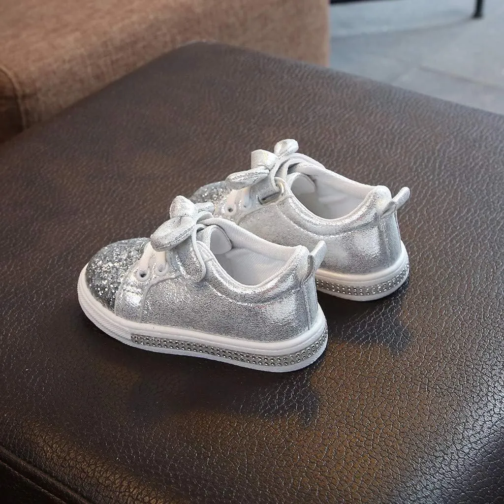 Kids Sneakers 1-6 Years Children Baby Girls Boys Sneakers Bling Sequins Bowknot Crystal Sport Shoes Baby Sneakers