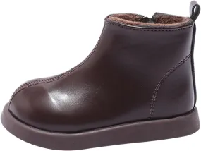 Kids Unisex Plush Ankle Boot Comfy Warm Round Toe Waterroof Solid Classic Working Shoes School Platform Booties