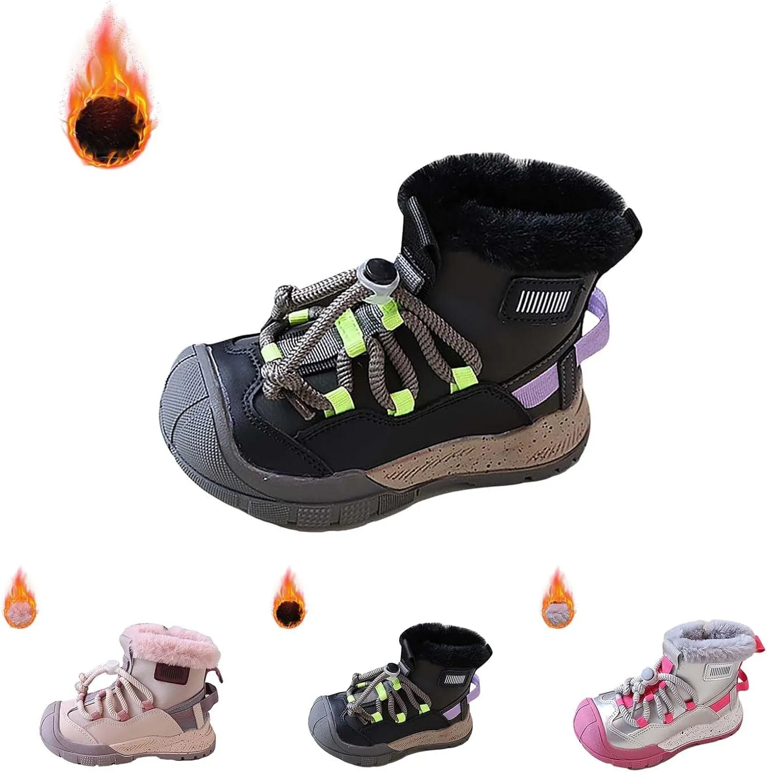 Kids Water Resistan Hiking Boots Boys Girls Anti Collision Anti-Ski Athletic Outdoor Adventur Trkking Shoes