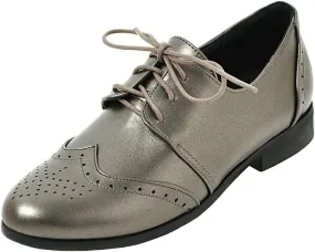 KIKIVIVI Womens Wingtip Oxford Brogue Low Heel Pumps Lace Up Round Toe Shoes