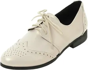 KIKIVIVI Womens Wingtip Oxford Brogue Low Heel Pumps Lace Up Round Toe Shoes
