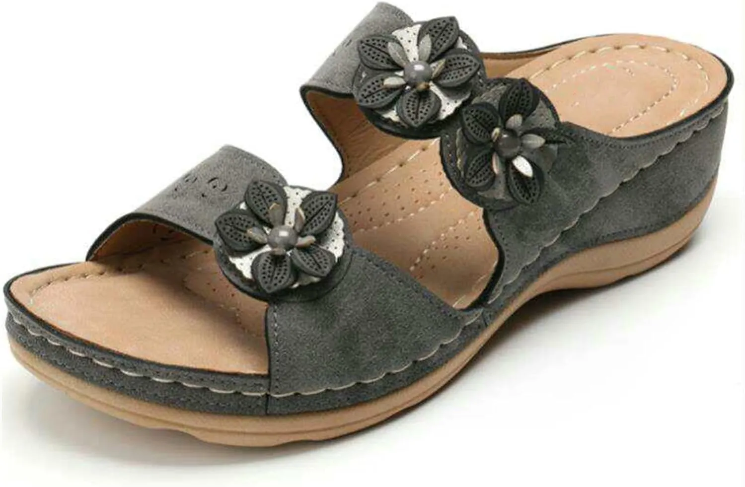 Lausiuoe Womens Comfy Orthotic Sandals,Womens Slides Sandals Slip On Slippers Orthopedic Flip Flops With Arch Support