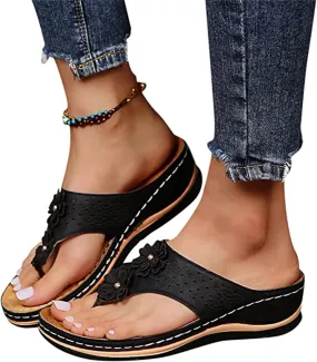 Lausiuoe Womens Comfy Orthotic Sandals,Womens Slides Sandals Slip On Slippers Orthopedic Flip Flops With Arch Support