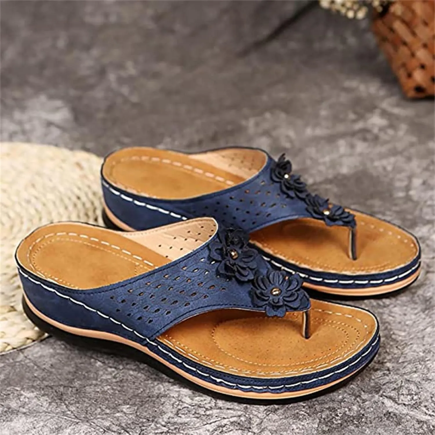 Lausiuoe Womens Comfy Orthotic Sandals,Womens Slides Sandals Slip On Slippers Orthopedic Flip Flops With Arch Support