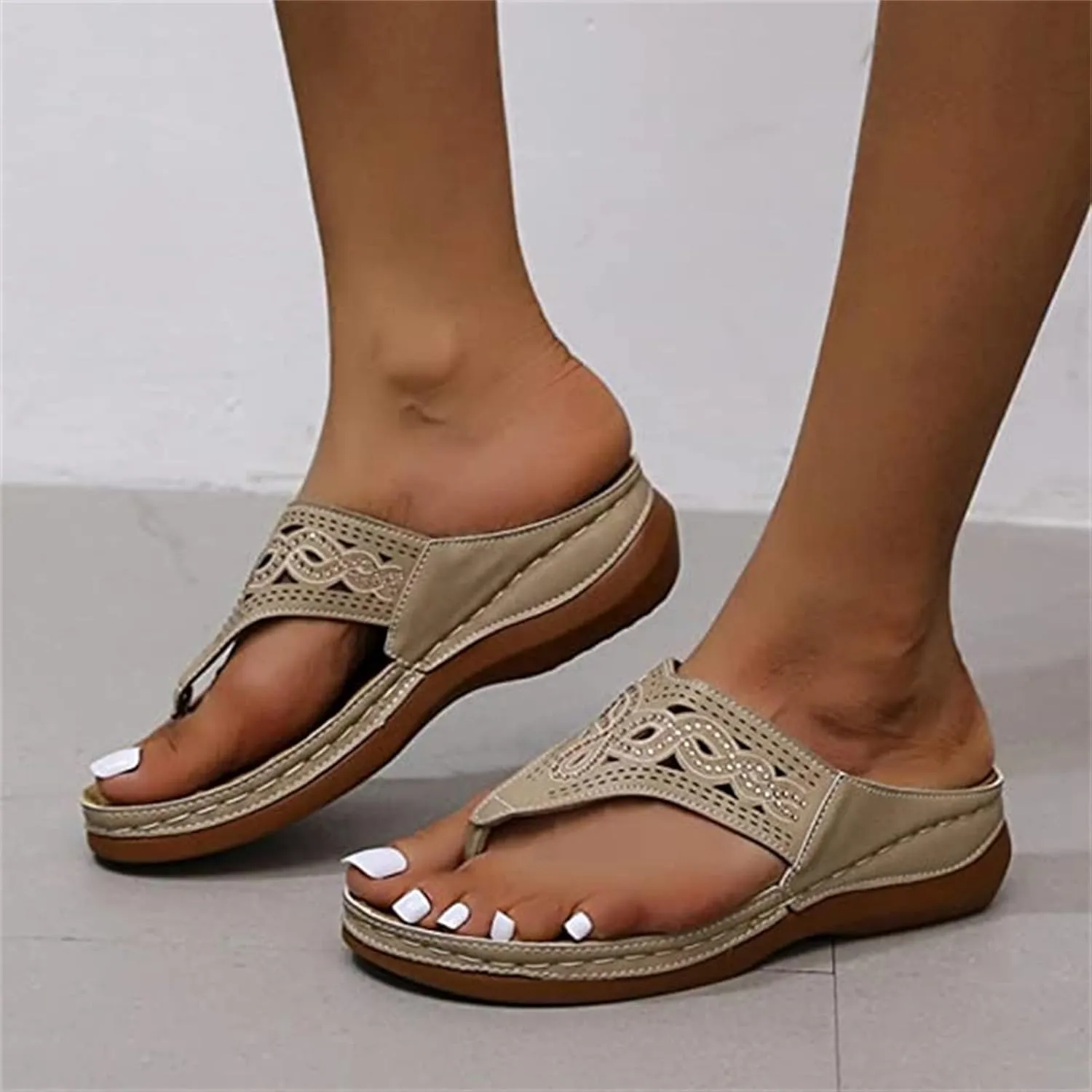 Lausiuoe Womens Comfy Orthotic Sandals,Womens Slides Sandals Slip On Slippers Orthopedic Flip Flops With Arch Support