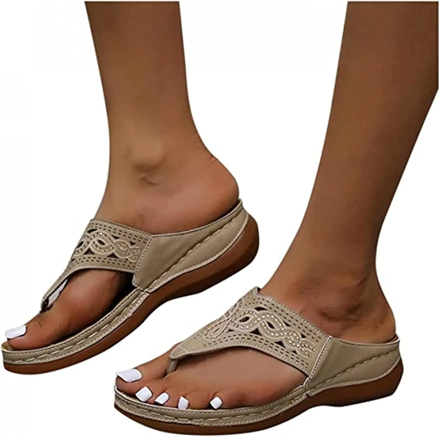 Lausiuoe Womens Comfy Orthotic Sandals,Womens Slides Sandals Slip On Slippers Orthopedic Flip Flops With Arch Support