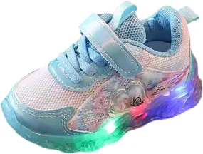 Light Up Mesh 𝗖artoon Sneaker for Toddler Baby Girls First Walking Running Sport Shoes Breathable Lace-Up Non Slip Shoes
