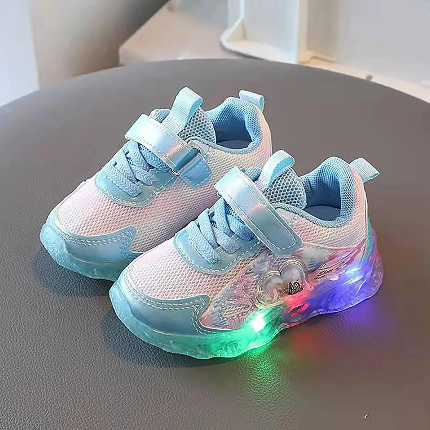 Light Up Mesh 𝗖artoon Sneaker for Toddler Baby Girls First Walking Running Sport Shoes Breathable Lace-Up Non Slip Shoes