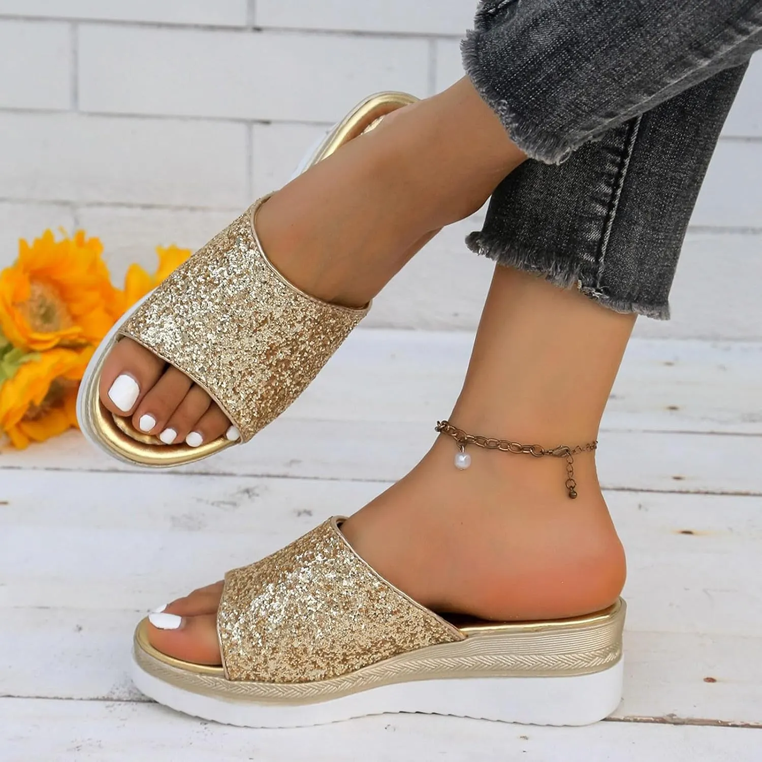 Lightweight Wedge Sandals for Women Summer Low Wedges Womens Comfortable Open Toe Sandal Party Dress Sandals