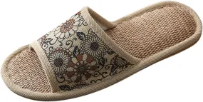 Linen Slippers Women And Men Non Slip Cotton Indoor Slipper Open Toe Home Couple Slippers Bedroom Breathable Shoes