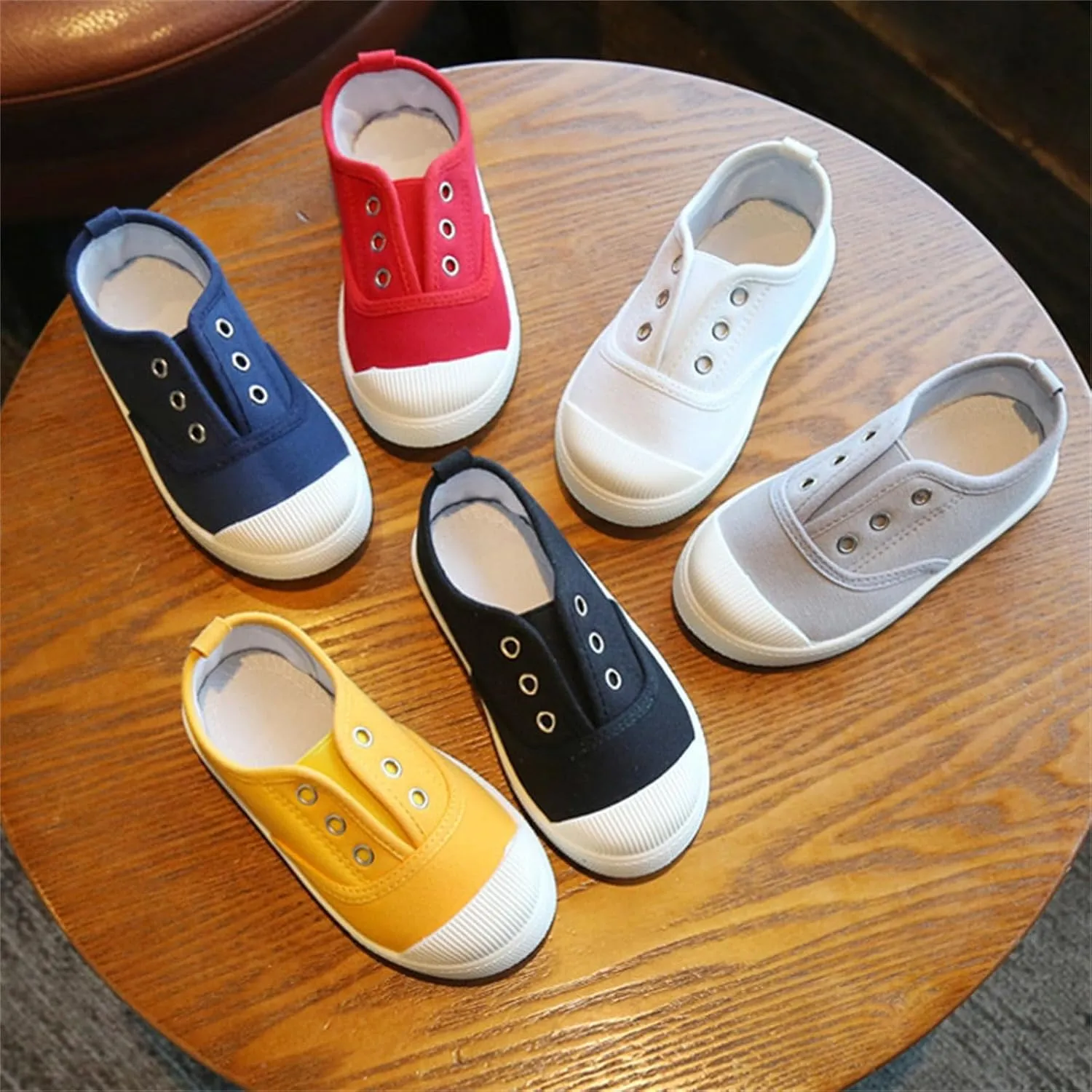 Little Boys Girls Canvas Sneakers Canvas Low Top Breathable Shoes Lace up Non Slip Soft Casual Walking Shoes