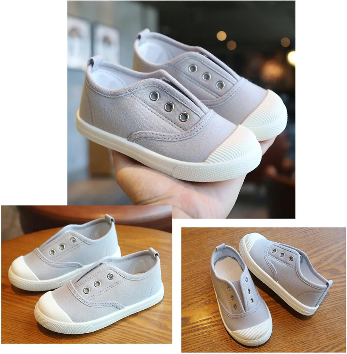 Little Boys Girls Canvas Sneakers Canvas Low Top Breathable Shoes Lace up Non Slip Soft Casual Walking Shoes