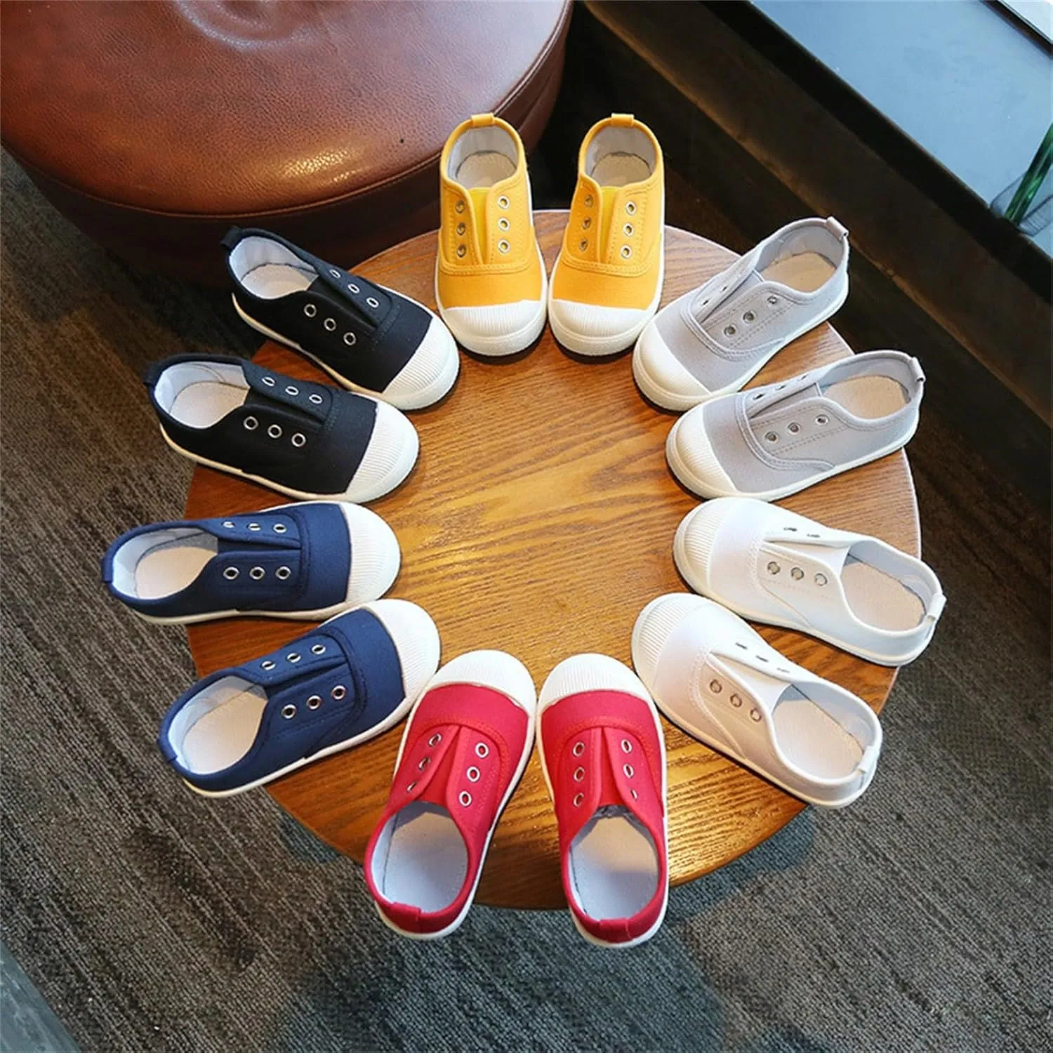 Little Boys Girls Canvas Sneakers Canvas Low Top Breathable Shoes Lace up Non Slip Soft Casual Walking Shoes