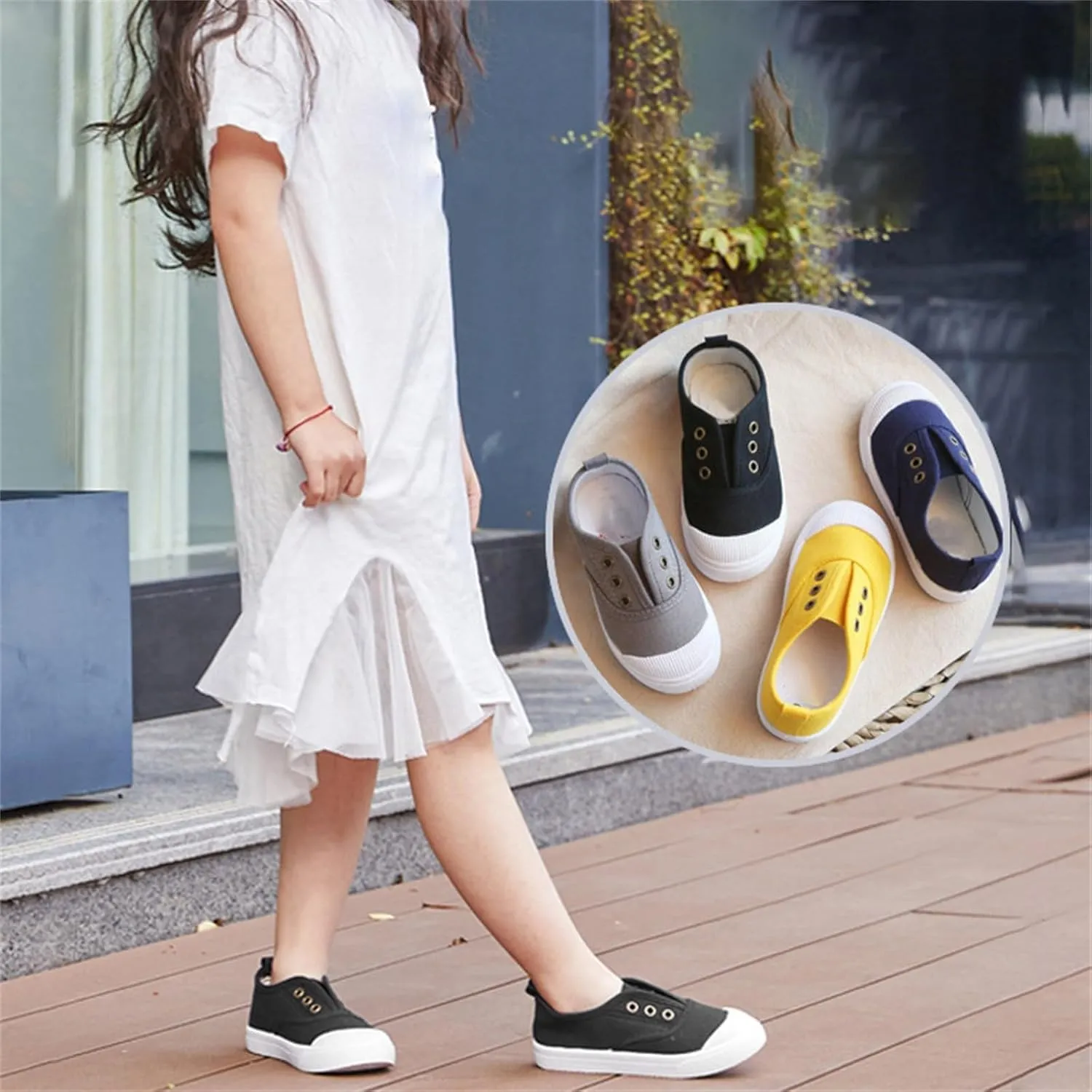 Little Boys Girls Canvas Sneakers Canvas Low Top Breathable Shoes Lace up Non Slip Soft Casual Walking Shoes