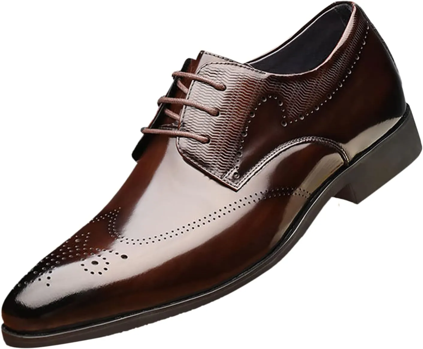 Men Dress Shoes Wide Fit Fashion Style Men's Breathable Comfortable Business Lace Up Work Leisure Solid Color Leather Shoes Men's Casual Slip On Shoes