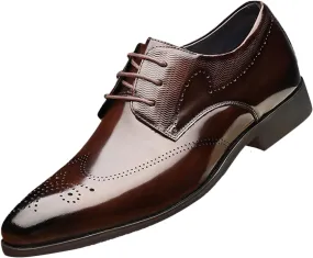Men Dress Shoes Wide Fit Fashion Style Men's Breathable Comfortable Business Lace Up Work Leisure Solid Color Leather Shoes Men's Casual Slip On Shoes