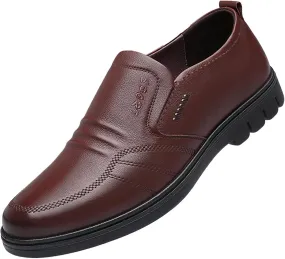 Men Leather Shoes Fashionable and Casual New Flat Bottomed Soft Sole Slip On Comfortable Slip On Casual Leather Shoes