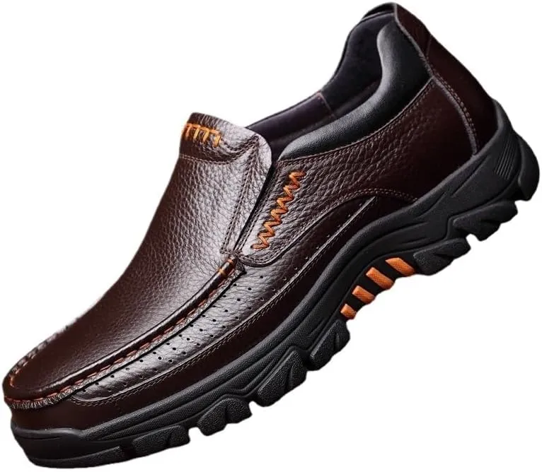 Men-Slip on Walking Loafers Casual Shoes for Men's Outdoor Activities Comfortable Cowhide Soles Non-Slip Walking Shoes