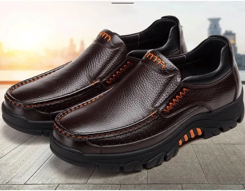 Men-Slip on Walking Loafers Casual Shoes for Men's Outdoor Activities Comfortable Cowhide Soles Non-Slip Walking Shoes