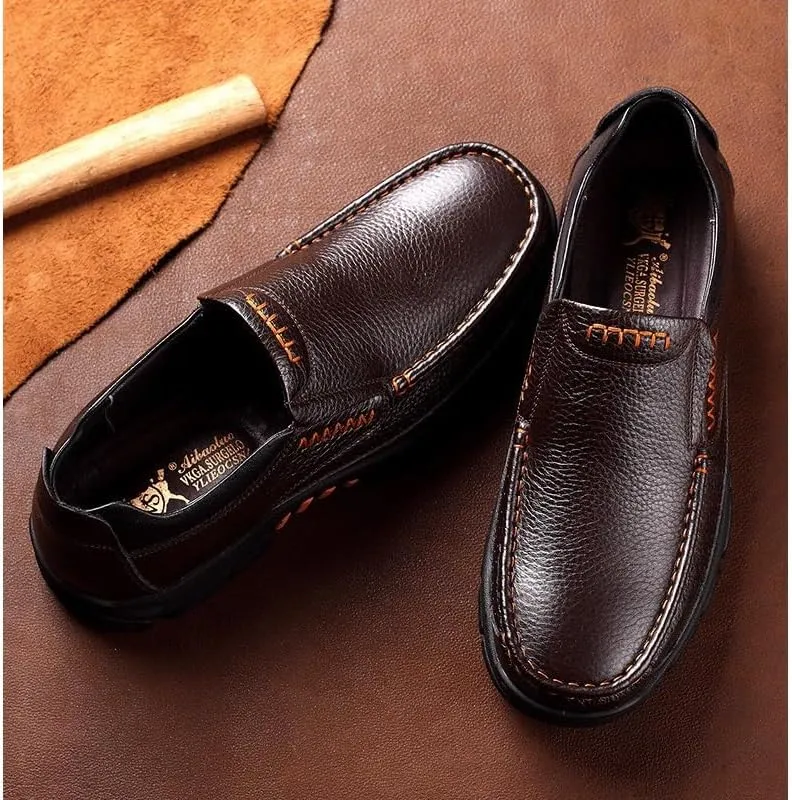 Men-Slip on Walking Loafers Casual Shoes for Men's Outdoor Activities Comfortable Cowhide Soles Non-Slip Walking Shoes
