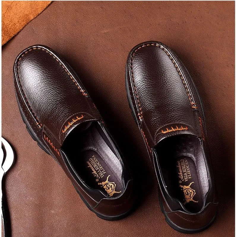 Men-Slip on Walking Loafers Casual Shoes for Men's Outdoor Activities Comfortable Cowhide Soles Non-Slip Walking Shoes