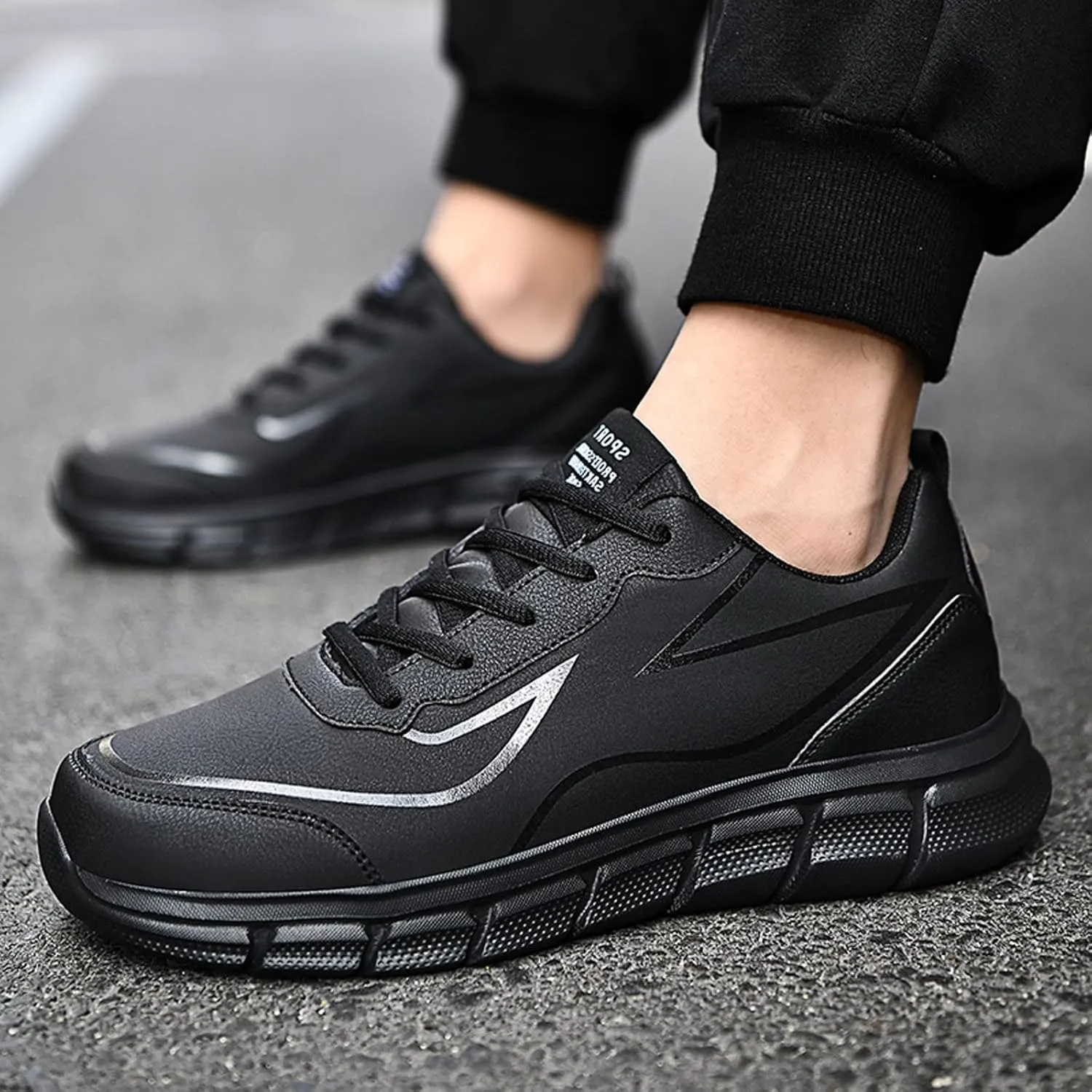 Men Slip on Walking Shoes Comfortable PU Leather Memory Foam Breathable Fashion Sneakers Non Slip Travel Jogging Sports Work Shoes for Men