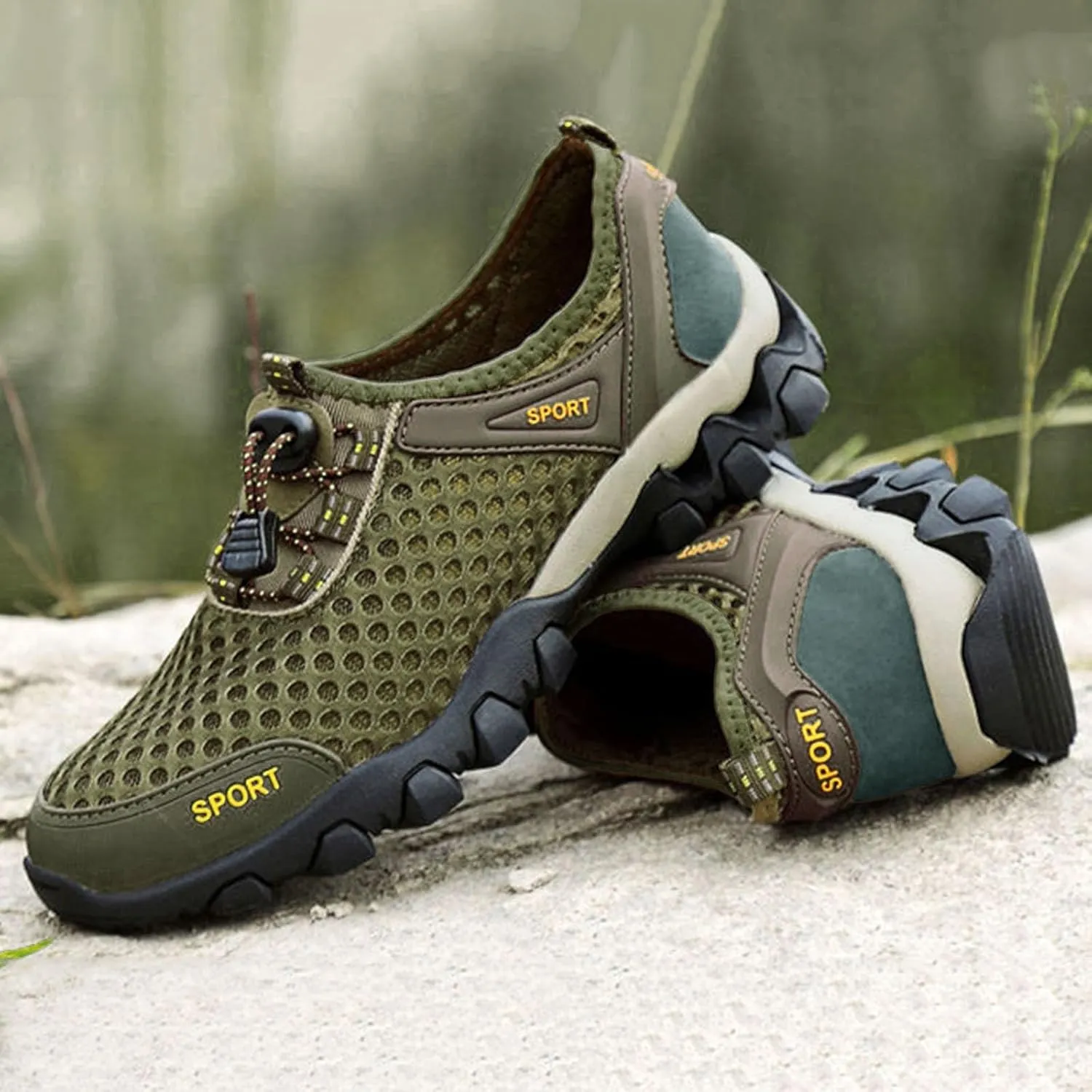 Men Summer Mesh Breathable Hiking Shoes Comfortable Walking Shoes Outdoor Travel Shoes Sneaker Rack for Men Bedroom Men Shoes