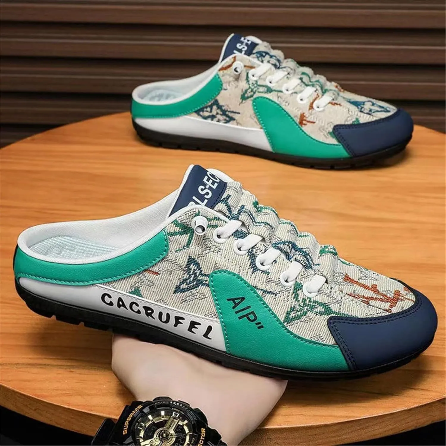 Men's Backless Sneakers,New Summer Slip-on Men's Sports Slippers, Casual Mule Open Back Sneakers Sports Shoes Low-Top Walking Outdoor Shoes