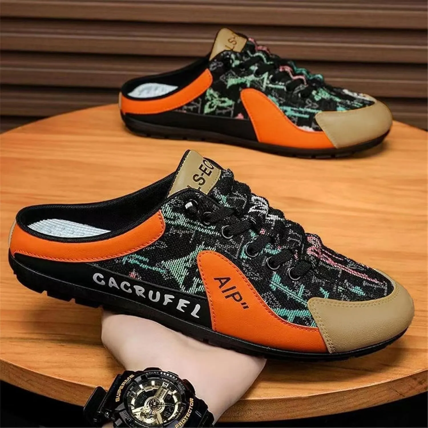 Men's Backless Sneakers,New Summer Slip-on Men's Sports Slippers, Casual Mule Open Back Sneakers Sports Shoes Low-Top Walking Outdoor Shoes