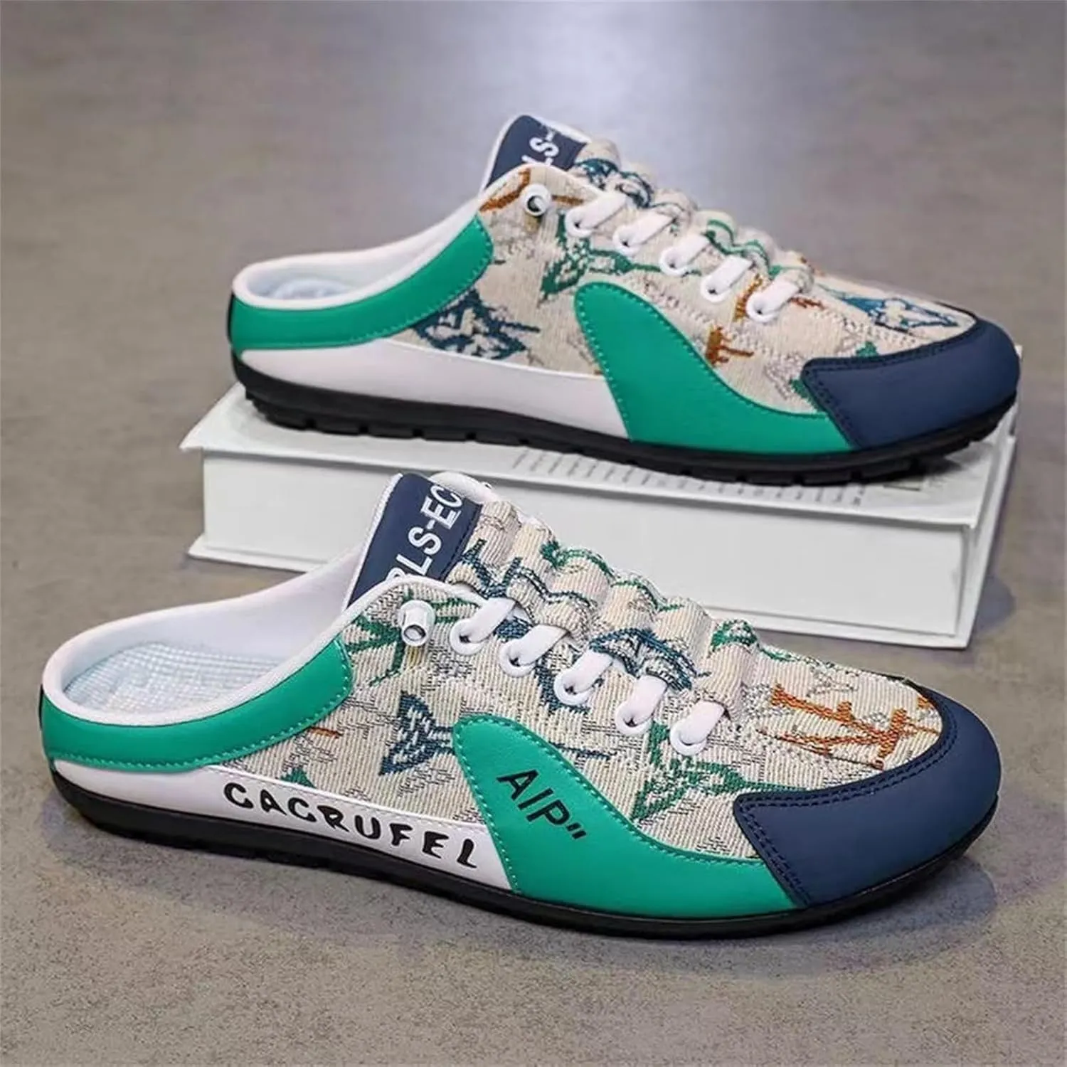 Men's Backless Sneakers,New Summer Slip-on Men's Sports Slippers, Casual Mule Open Back Sneakers Sports Shoes Low-Top Walking Outdoor Shoes