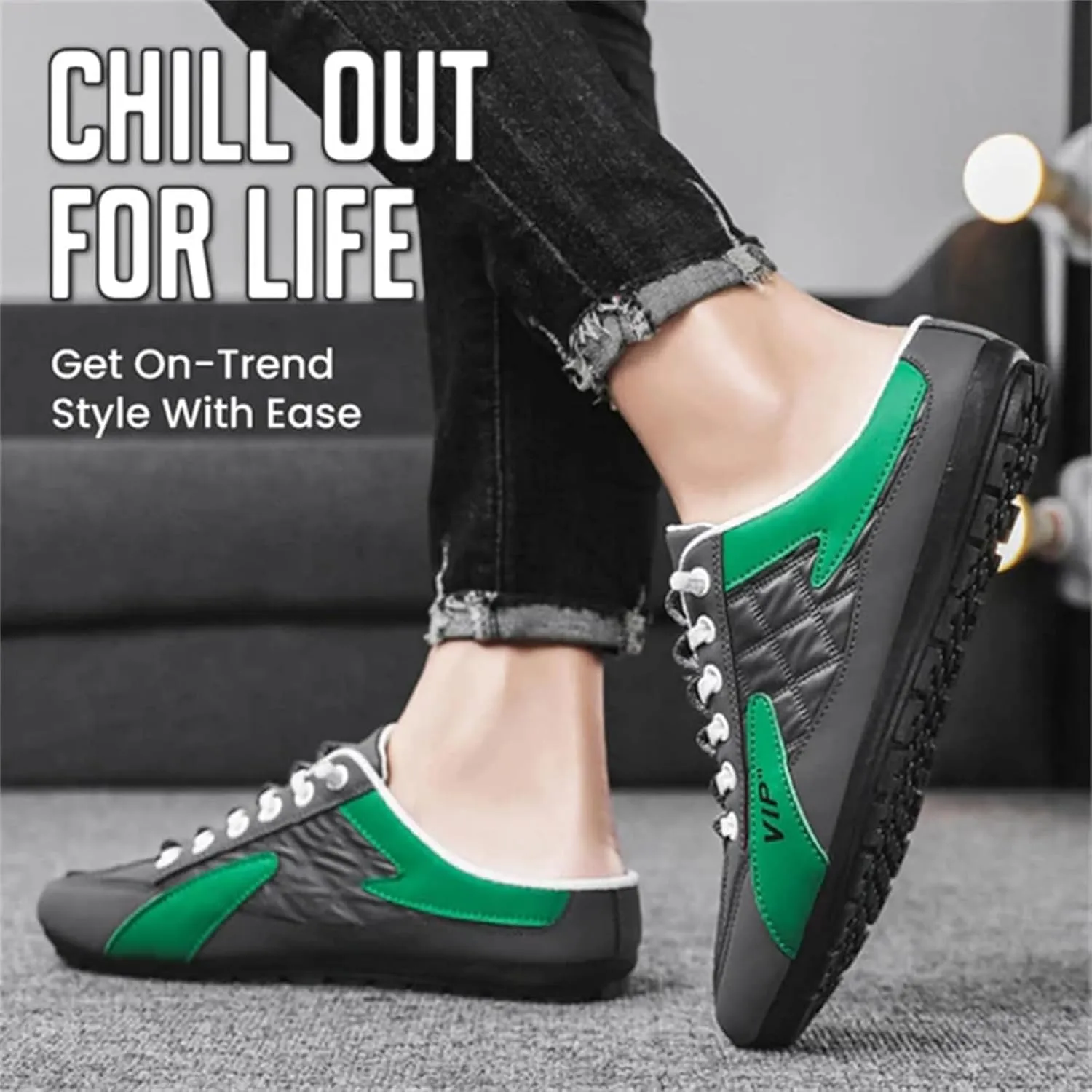 Men's Backless Sneakers,New Summer Slip-on Men's Sports Slippers, Casual Mule Open Back Sneakers Sports Shoes Low-Top Walking Outdoor Shoes