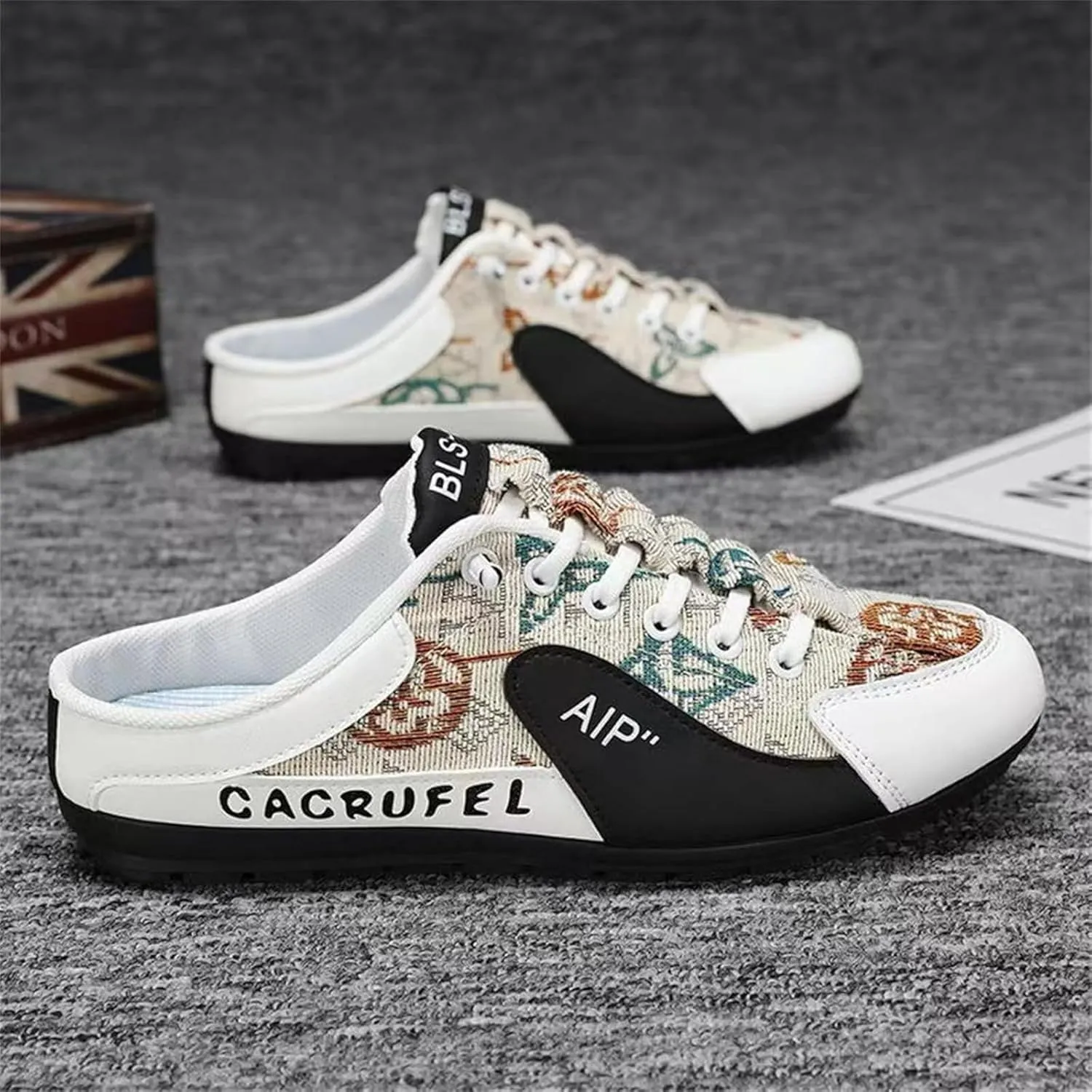 Men's Backless Sneakers,New Summer Slip-on Men's Sports Slippers, Casual Mule Open Back Sneakers Sports Shoes Low-Top Walking Outdoor Shoes