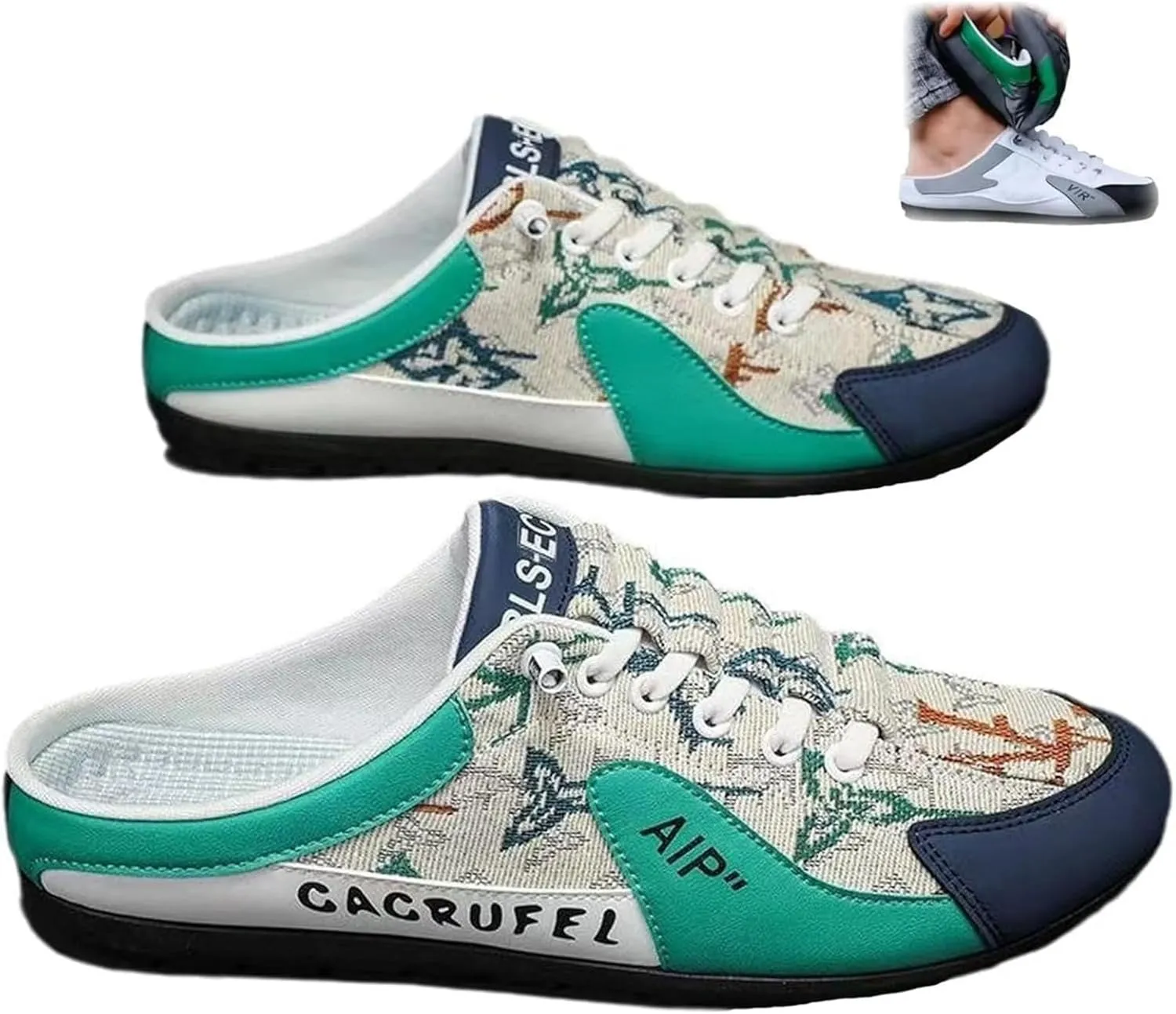 Men's Backless Sneakers,New Summer Slip-on Men's Sports Slippers, Casual Mule Open Back Sneakers Sports Shoes Low-Top Walking Outdoor Shoes