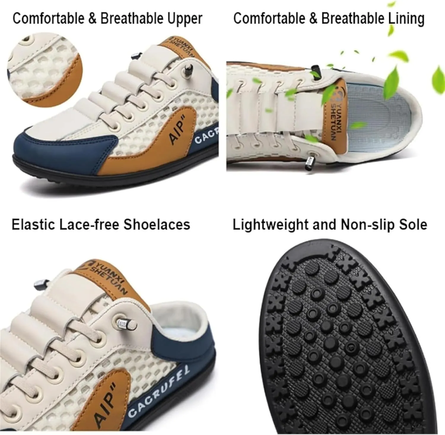 Men's Backless Sneakers,New Summer Slip-on Men's Sports Slippers, Casual Mule Open Back Sneakers Sports Shoes Low-Top Walking Outdoor Shoes