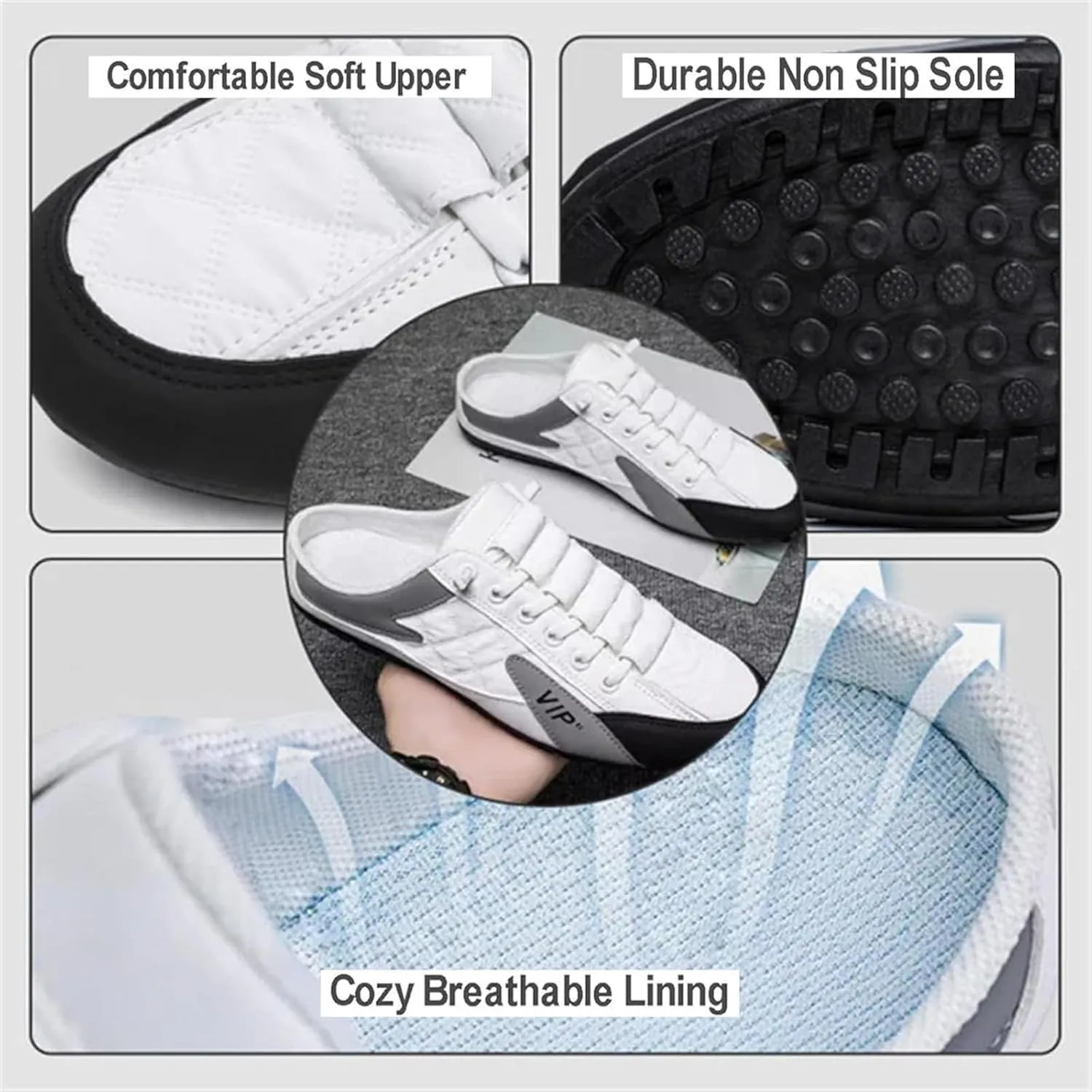 Men's Backless Sneakers,New Summer Slip-on Men's Sports Slippers, Casual Mule Open Back Sneakers Sports Shoes Low-Top Walking Outdoor Shoes