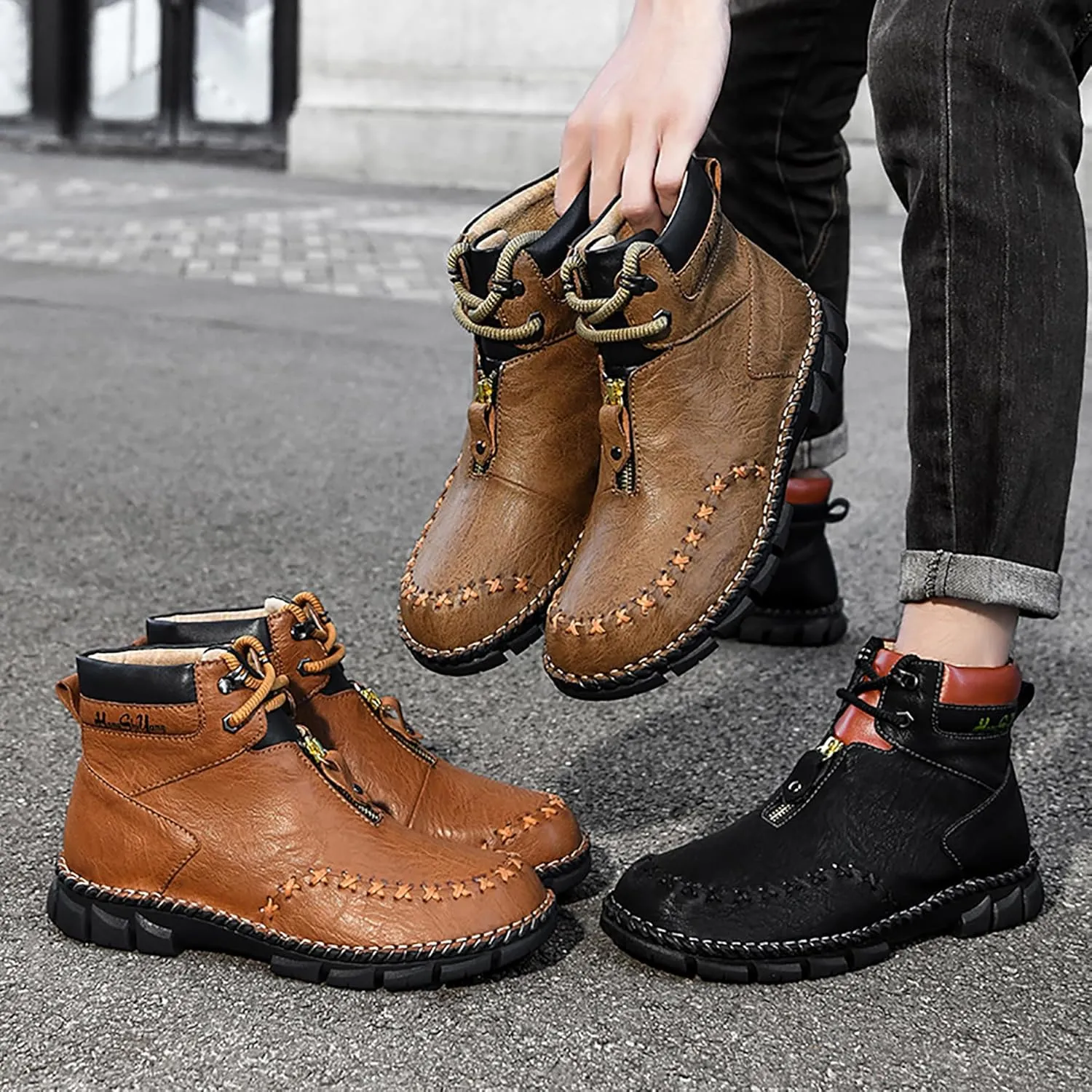 Men's Boots Leather Casual Work Hiking Shoes Chelsea Chukka Stylish Retro Classic
